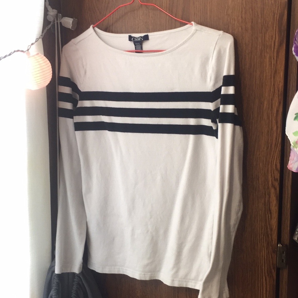 Chaps Small long sleeve t shirt white with stripes